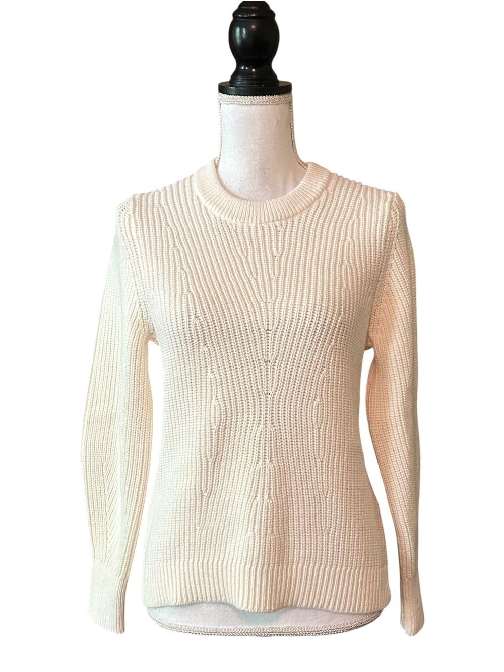 NWT Loft Crewneck Pullover Chunky Ribbed Sweater Women’s SZ M in Off White
